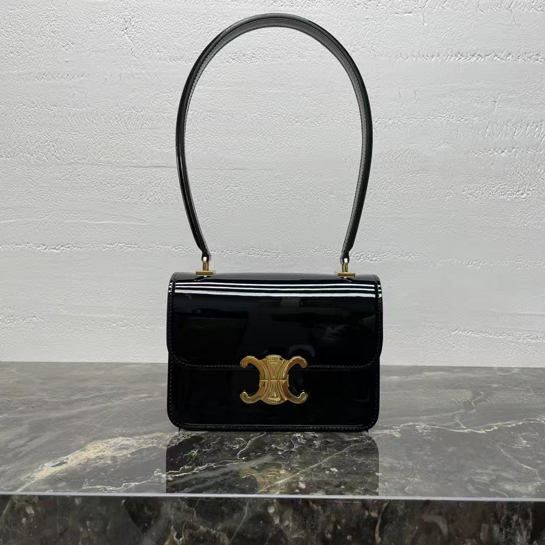 Celine Black Patent Calfskin Teen Garance Top Handle Bag – Mine & Yours