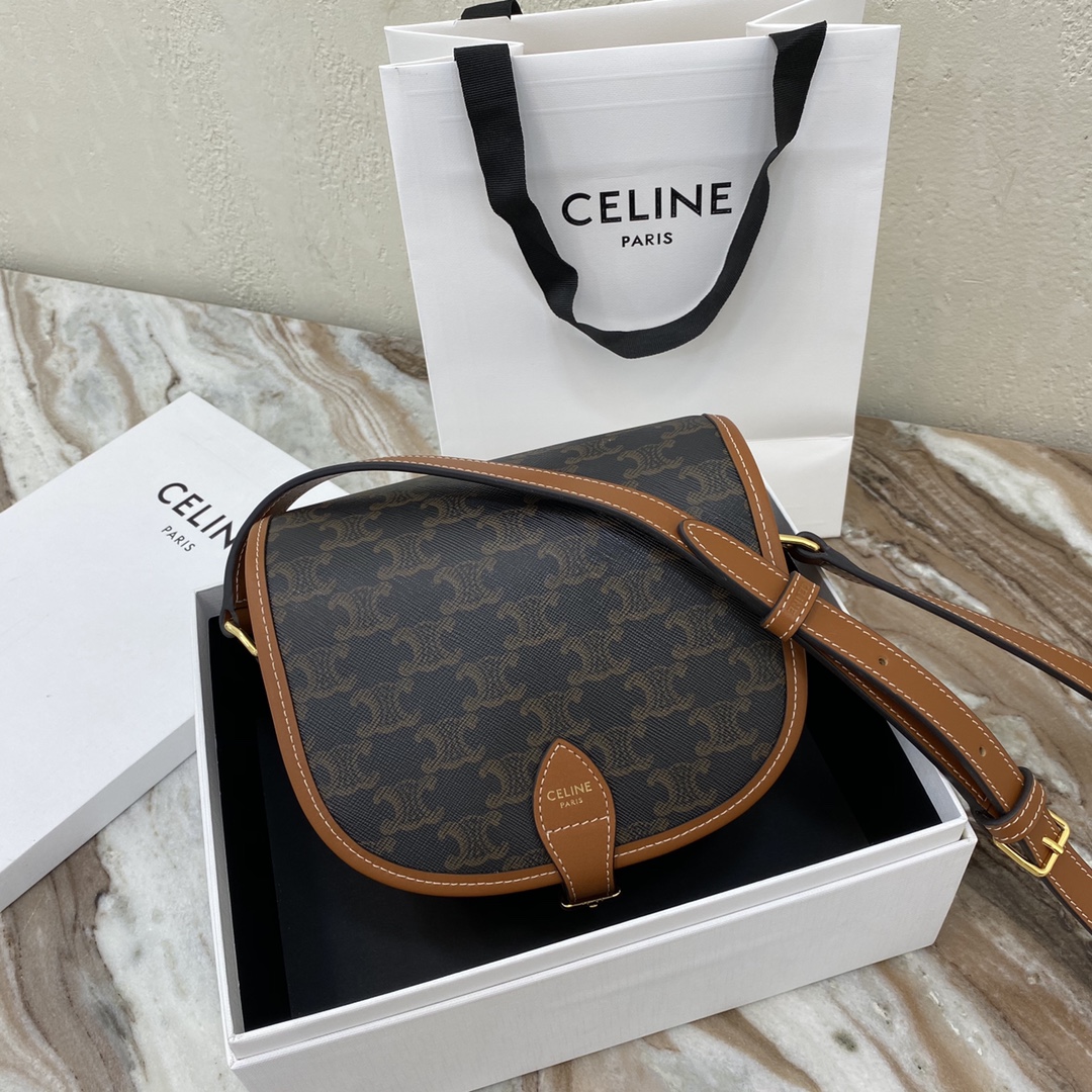 Celine Triomphe Falco Medium PVCx leather Shoulder bag