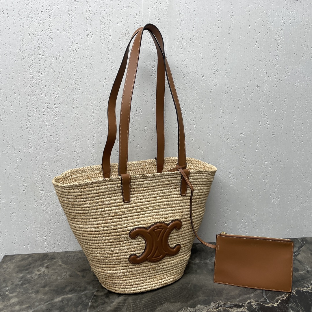 Celine MEDIUM CELINE CLASSIC PANIER IN palm leaves and
