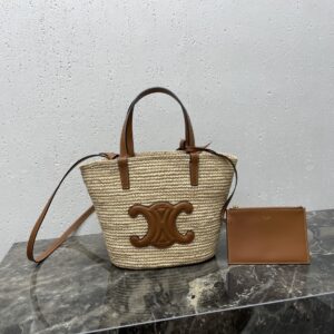 Celine TEEN CELINE CLASSIC PANIER in Palm leaves and Calfskin –