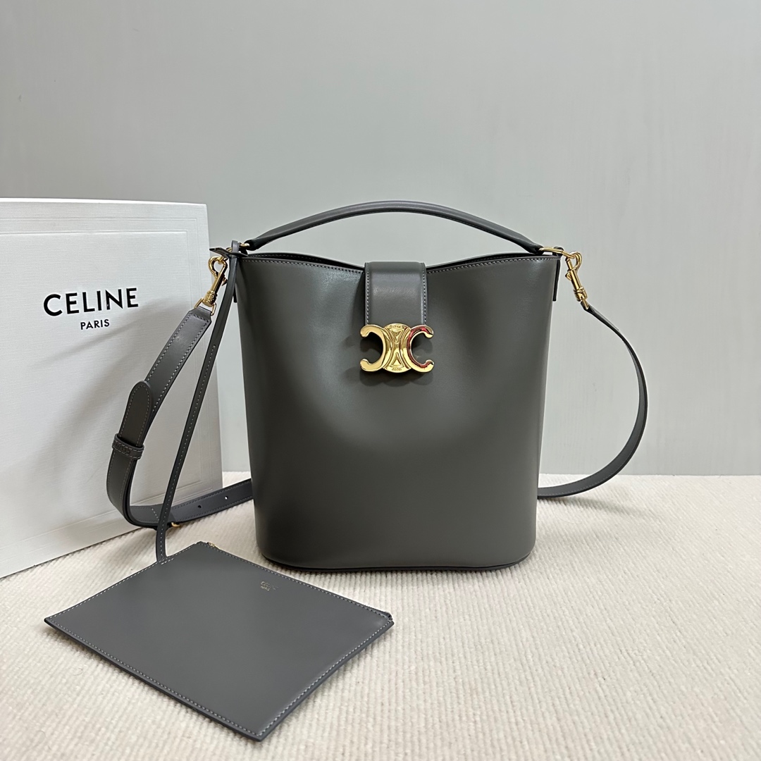 CELINE Medium Louise Bag Hand Shoulder Leather Black