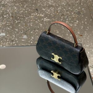 Celine TEEN CELINE LOLA IN Triomphe Canvas and Calfskin – TAN