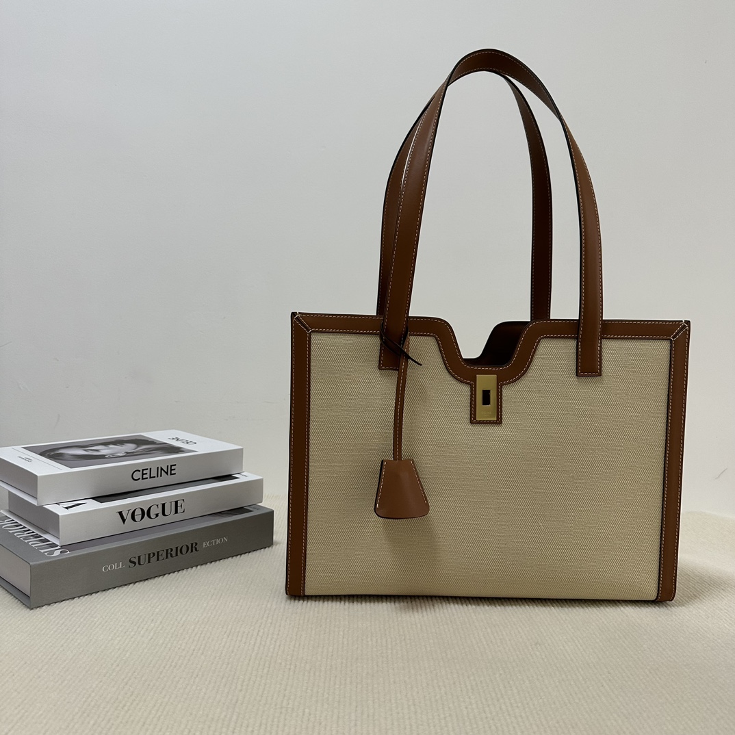 CELINE CABAS 16 in TEXTILE AND CALFSKIN |