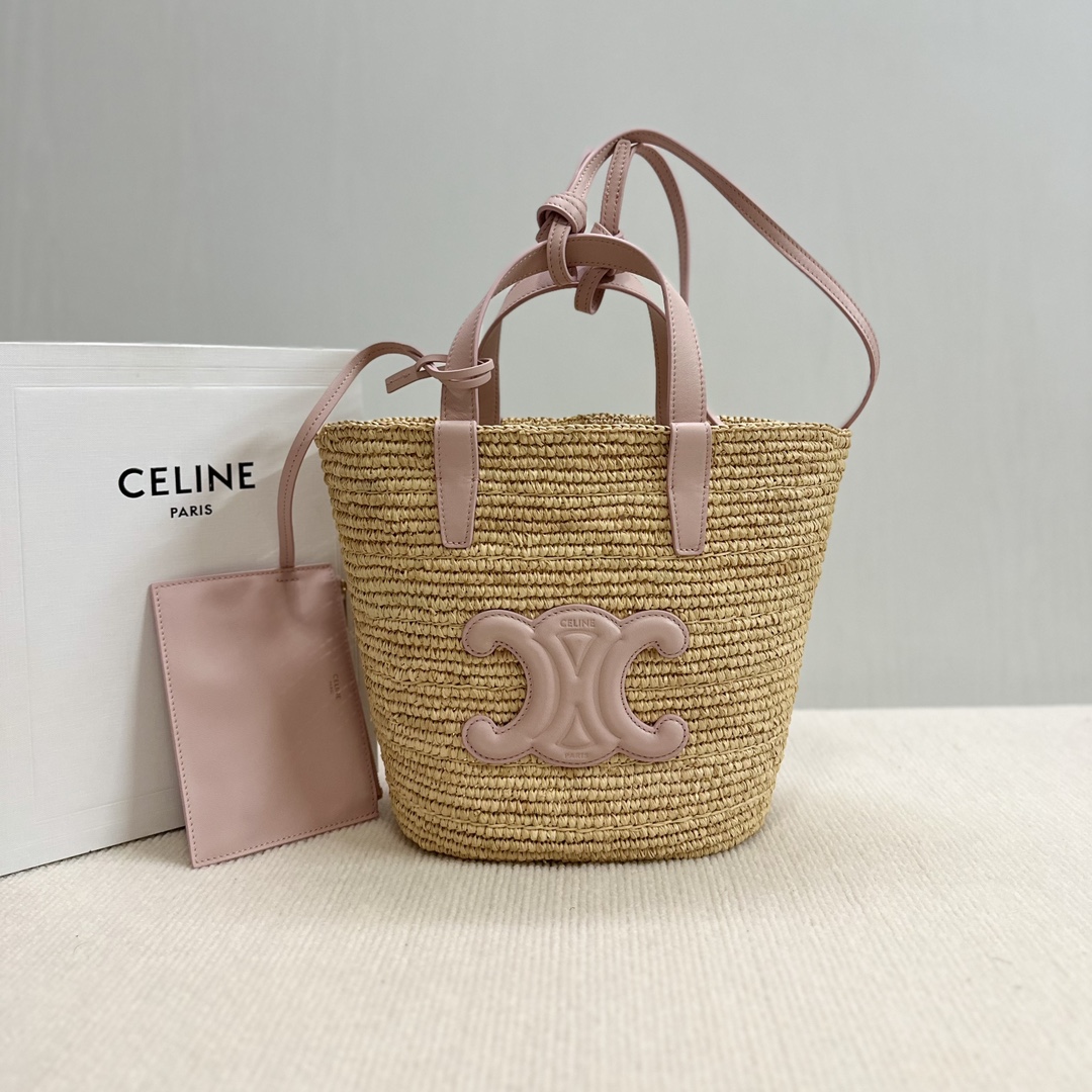 Celine TEEN SUPPLE CELINE CLASSIC PANIER IN Raffia and calfskin –