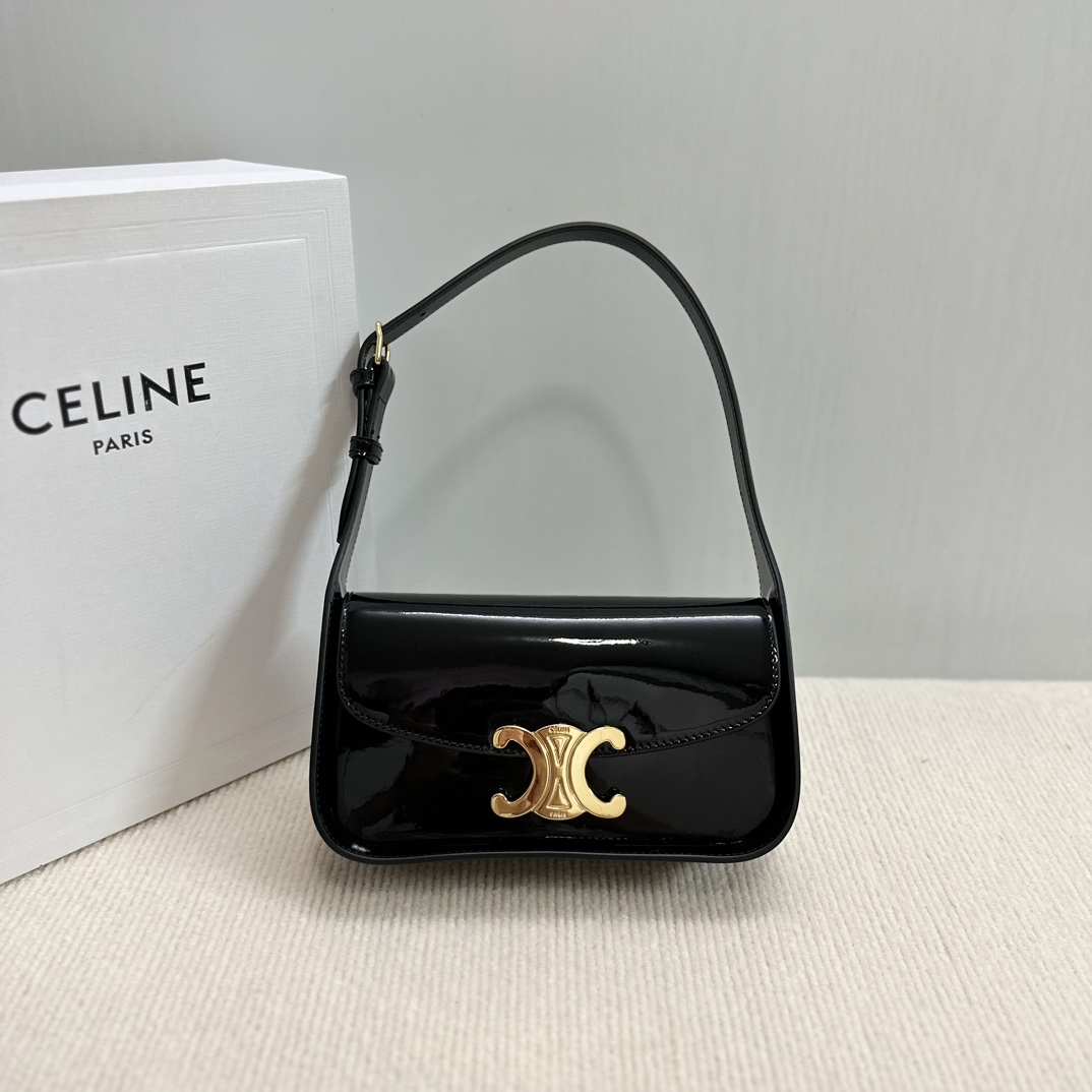 Celine Terence Patent Shoulder Bag Women’s Black | eBay