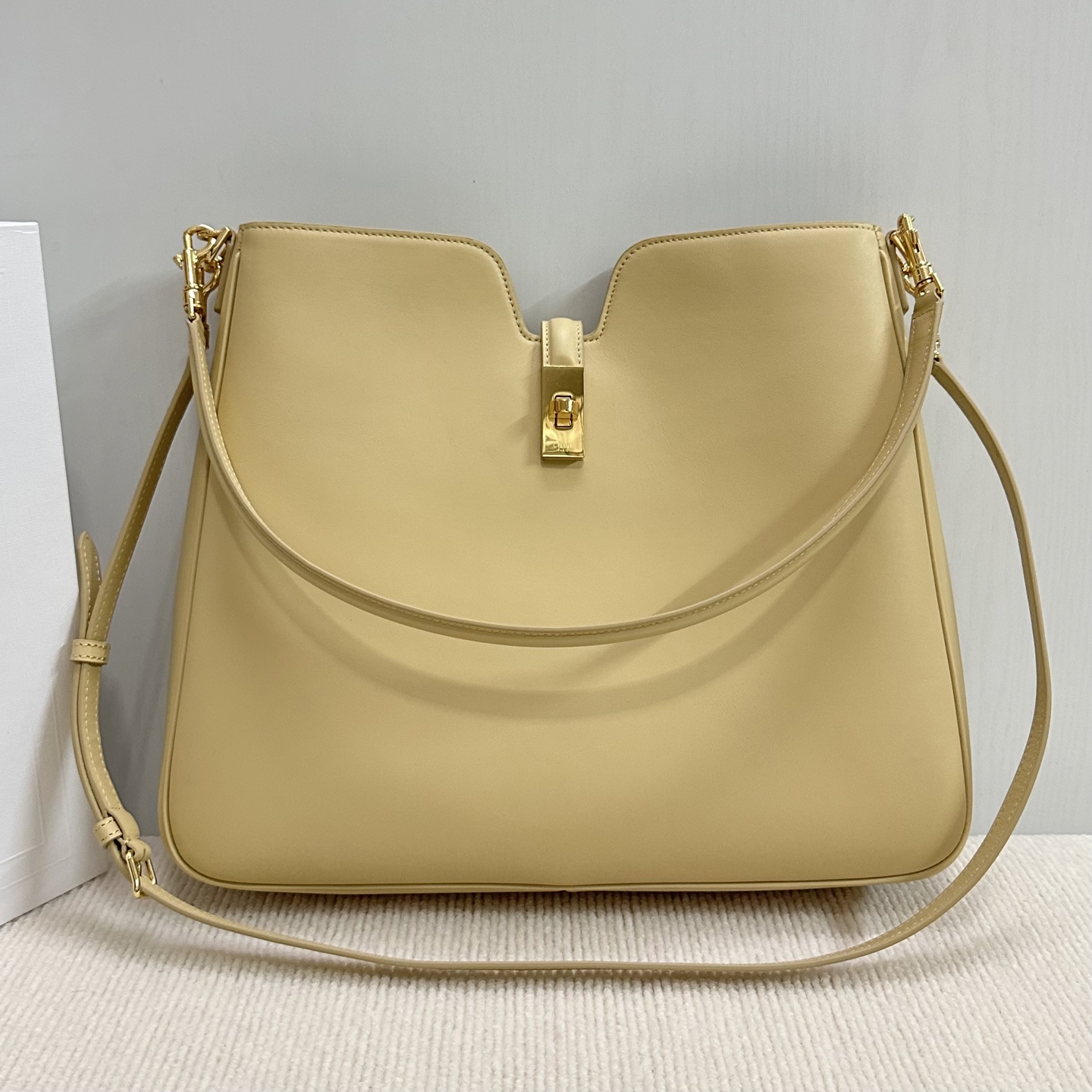 CELINE SMALL CAMILLE 16 SOFT BAG IN SMOOTH CALFSKIN YELLOW GREEN