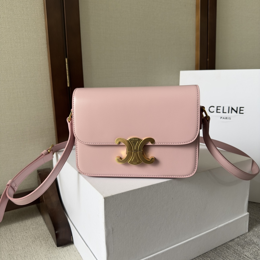 CELINE Shiny Calfskin Teen Triomphe Vintage Pink 1364809