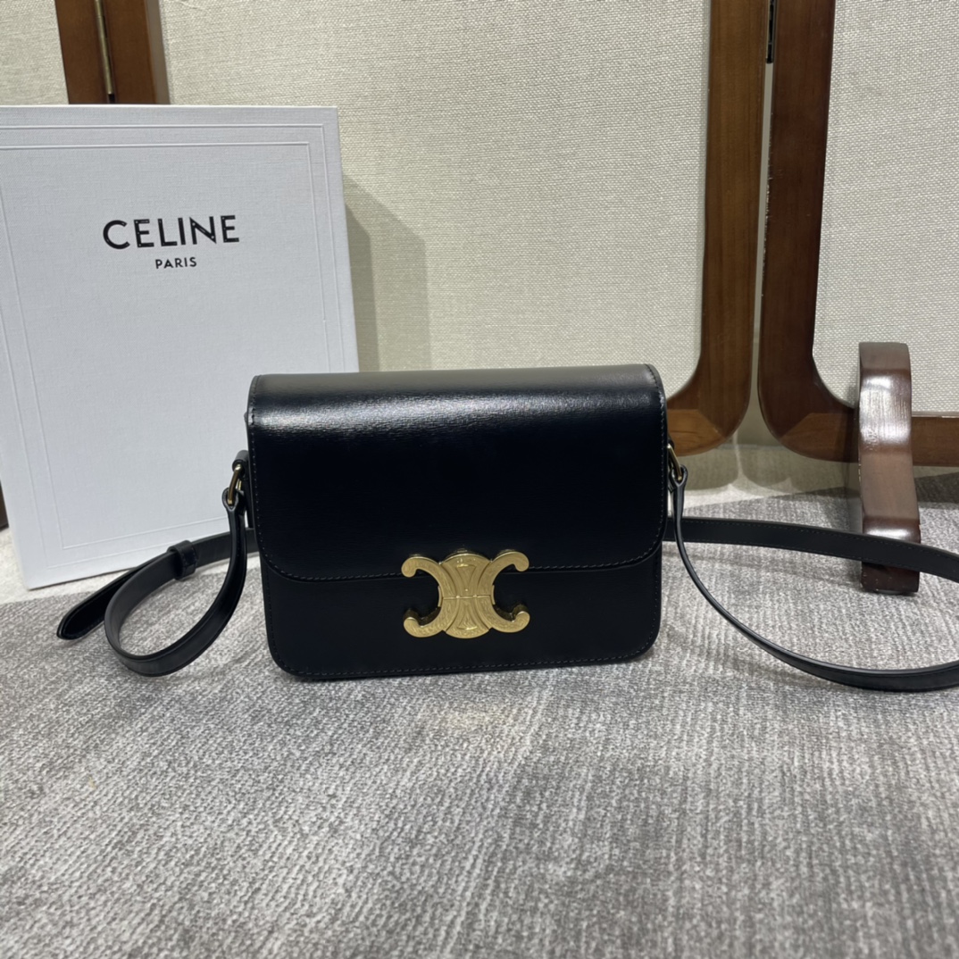 Celine Teen Triomphe Bag in Shiny Calfskin Black | eBay