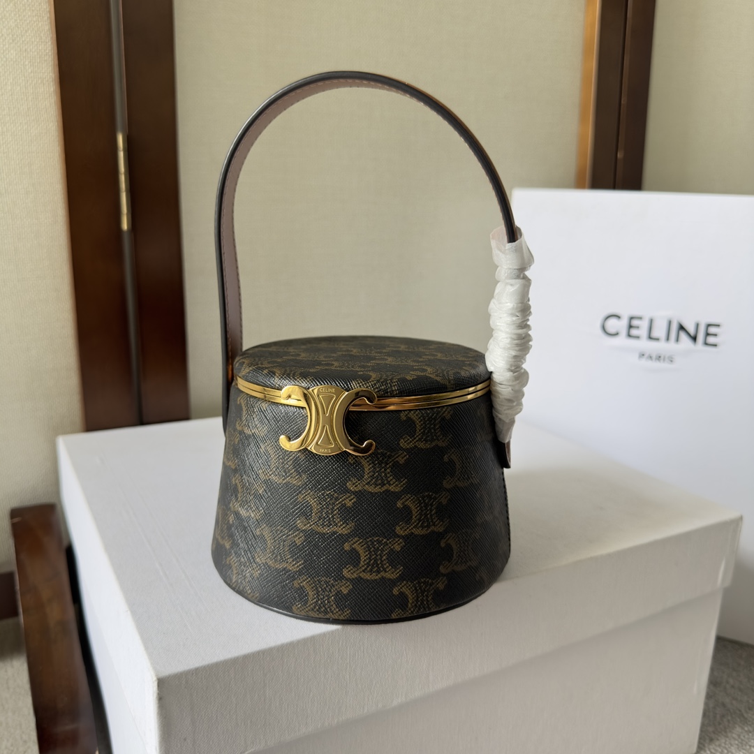 Celine Round Triomphe Minaudière in Black