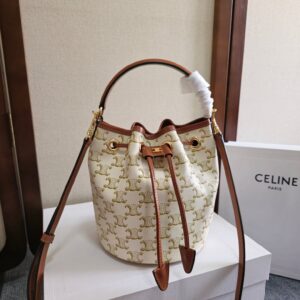 Céline CELINE Triomphe Shoulder Bag PVC White Gold