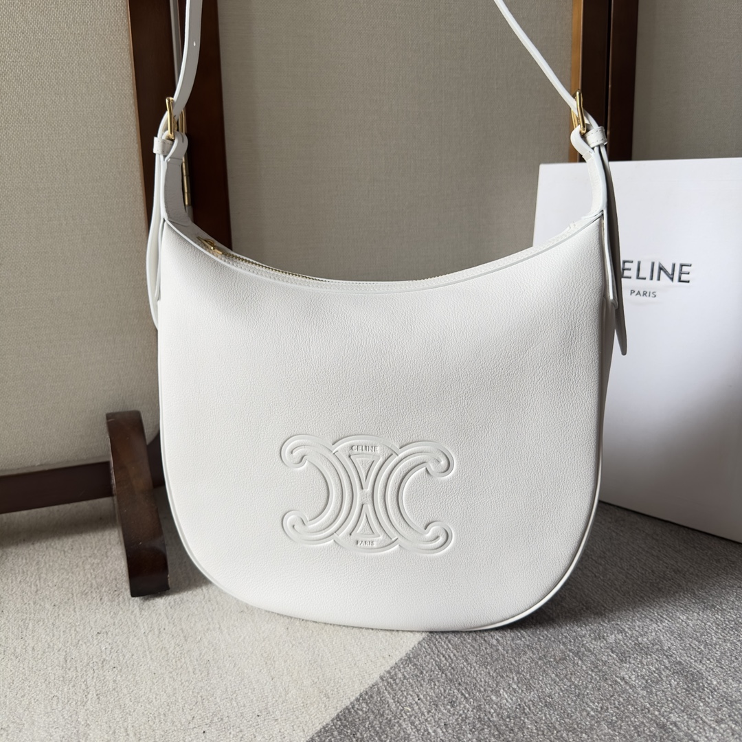 CELINE Supple Calfskin Cuir Triomphe Heloise Shoulder Ba