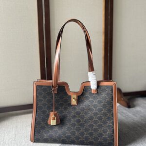 Celine Triomphe Canvas & Leather Tote in Black |