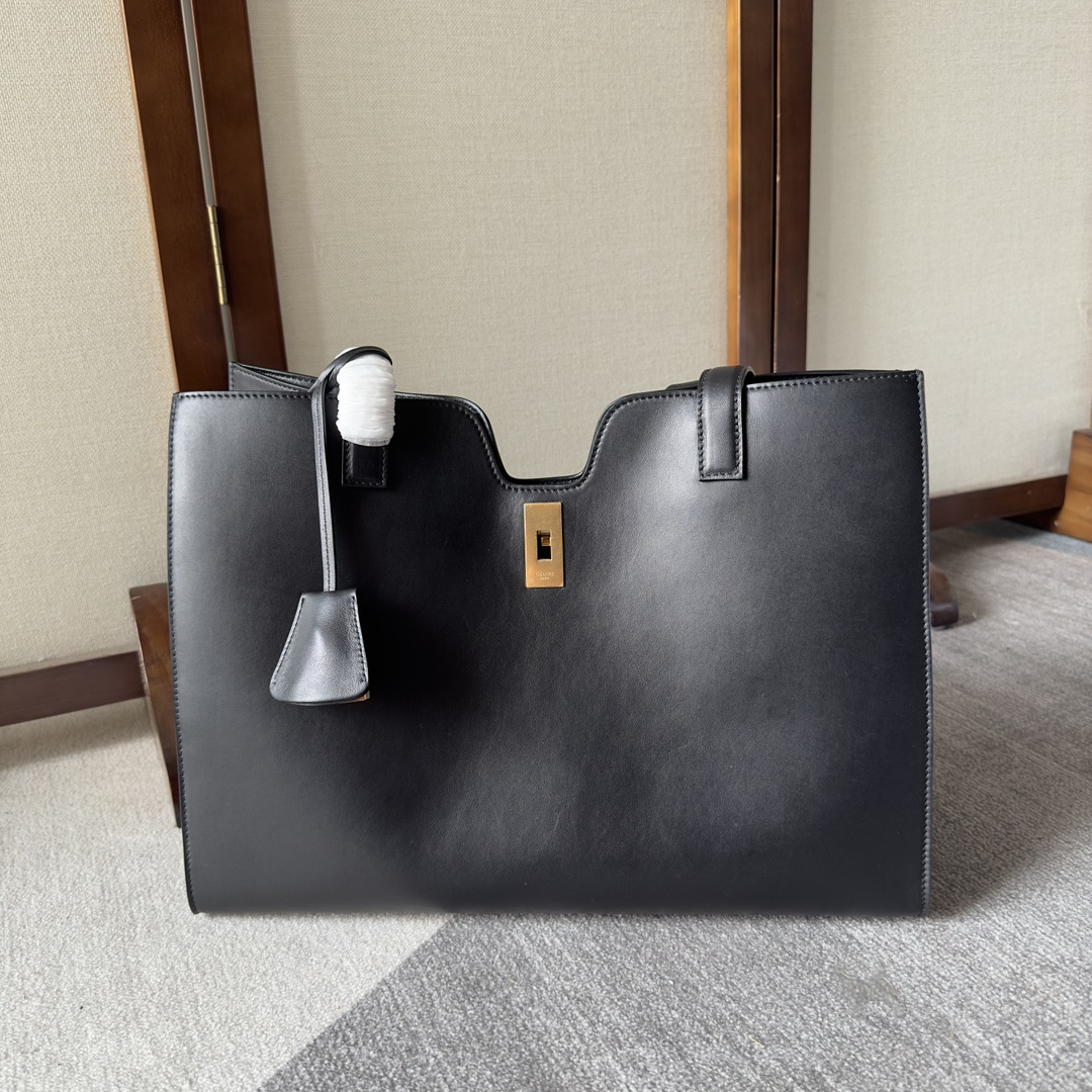CELINE Smooth Calfskin Cabas 16 Bag Black 1305612 |