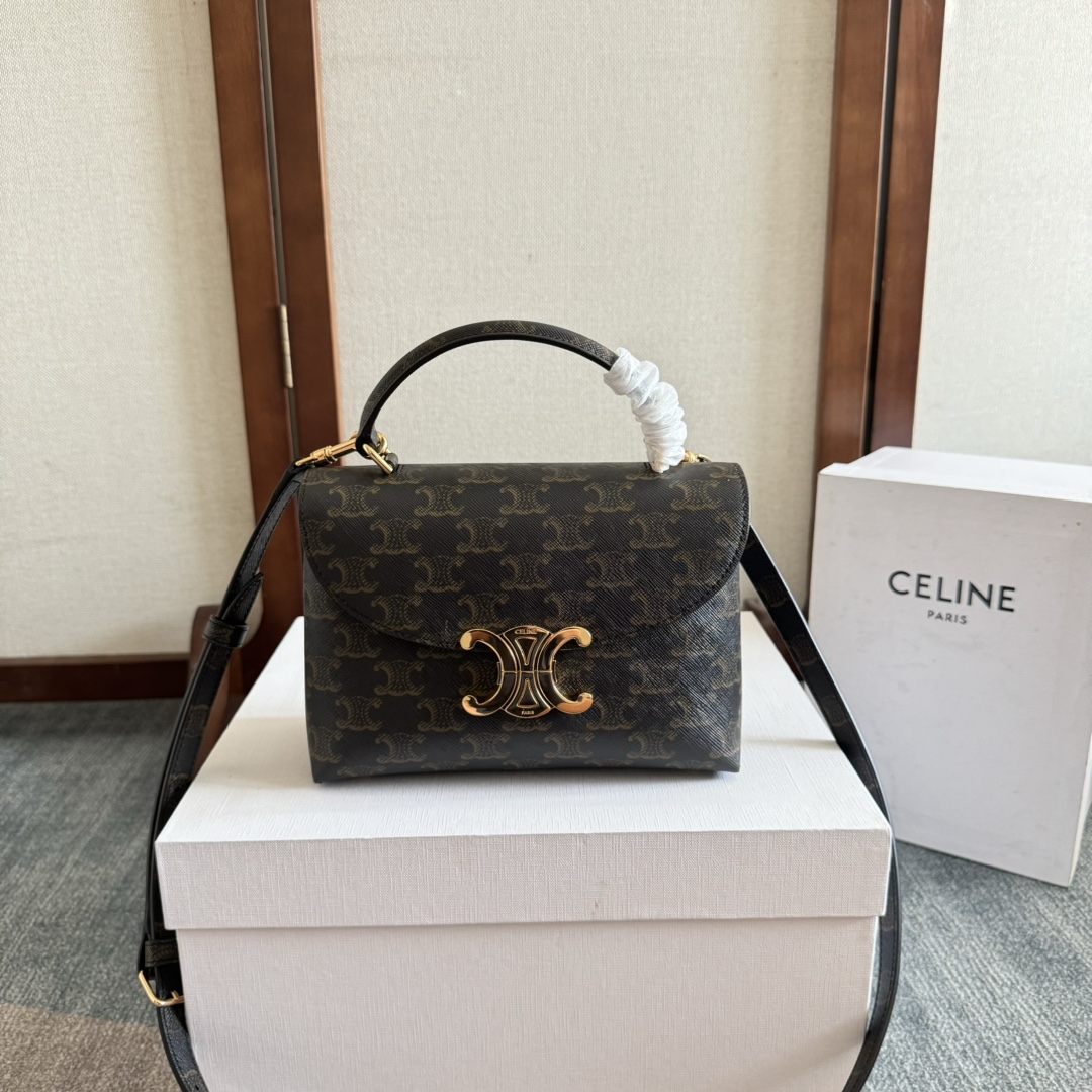 CELINE Smooth Calfskin Small Classic Box Flap Bag Camel