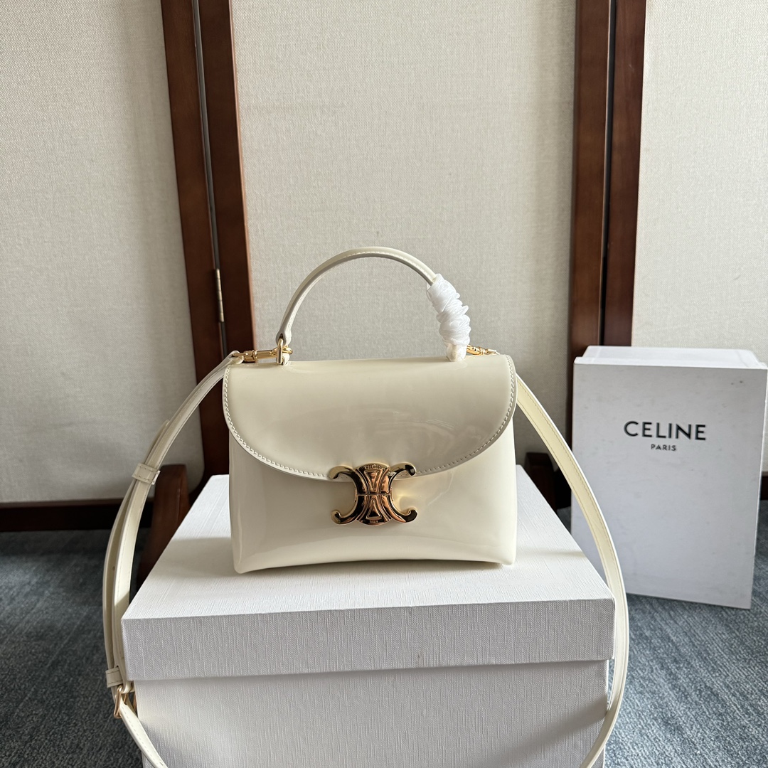 Celine TEEN CELINE LOLA in shiny calfskin – WHITE COTTON |