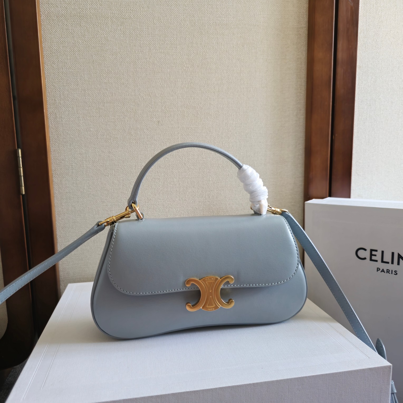 Celine TEEN CELINE LOLA IN shiny calfskin – ICE BLUE | CELINE