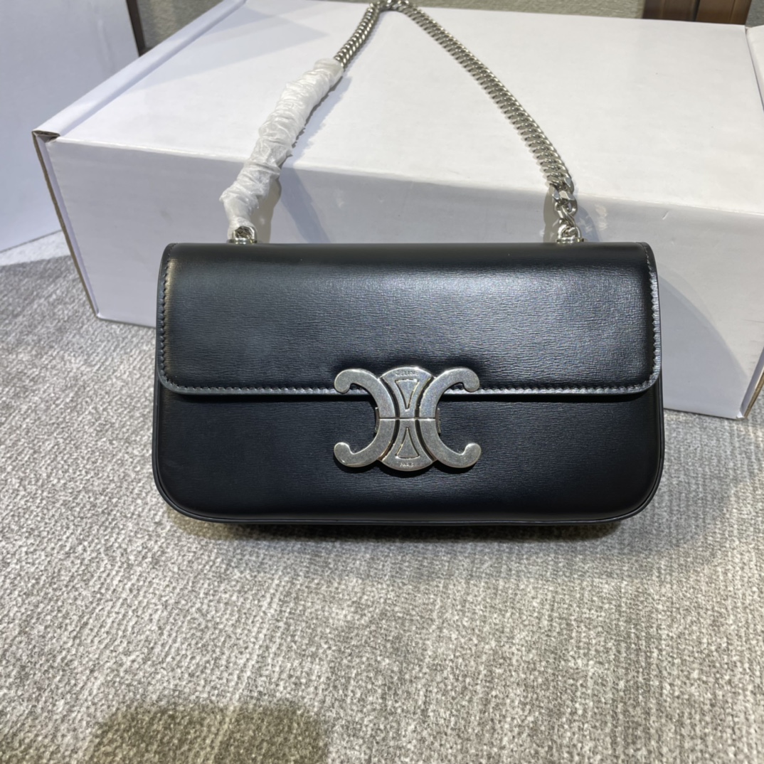Celine CHAIN SHOULDER BAG CLAUDE in shiny calfskin –