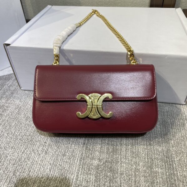 Celine Teen Triomphe Calfskin Handbag – Maroon CELINE06028