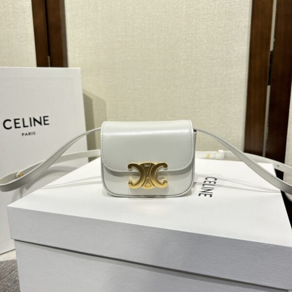 Celine Triomphe Shoulder Bag Smooth Calfskin Mini Neutral 2344211