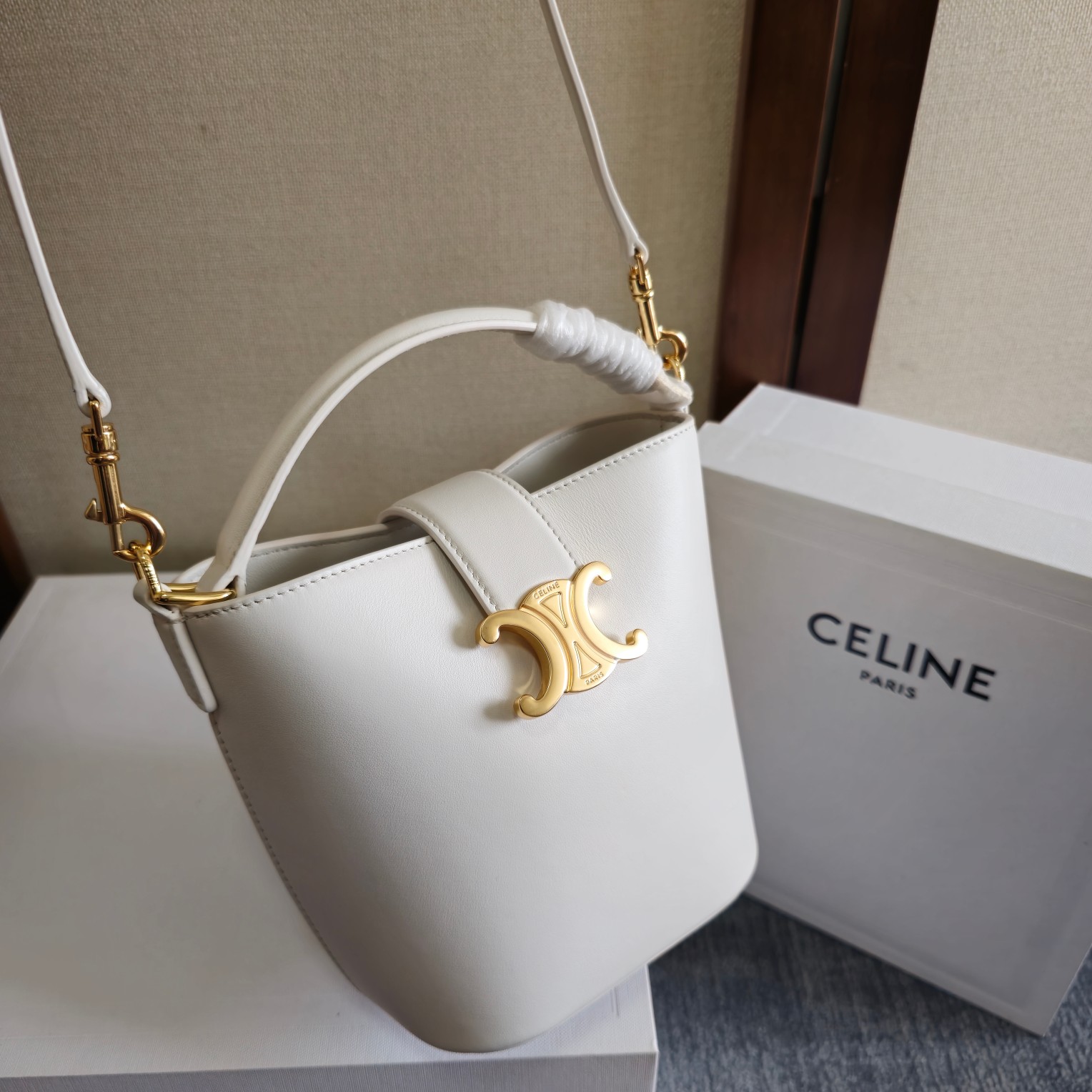 Celine Mini Bucket Louise in White