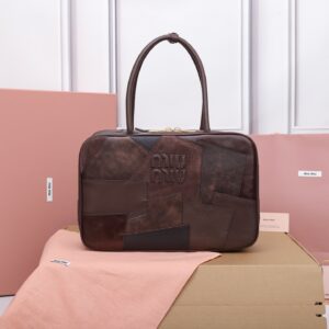 Miu Miu Beau Patchwork Tote Bag | Brown