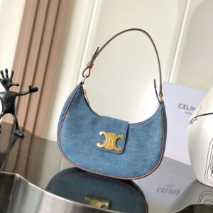 Celine MEDIUM AVA TRIOMPHE BAG IN DENIM – Denim / Tan | CELINE