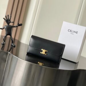CELINE Large Wallet Triomphe In Shiny Calfskin