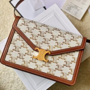 CELINE ENVELOPPE BAG in Triomphe Canvas and calfskin
