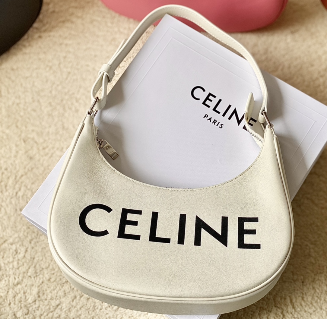 CELINE SHW Ava Shoulder Bag Calfskin Leather White | eBay