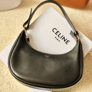 CELINE Smooth Calfskin Medium Strap Ava Shoulder Bag Black 1560838
