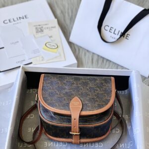 Celine Medium Folco bag IN Triomphe Canvas and calfskin – Tan |