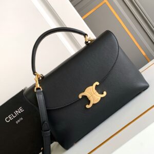 Celine Nino Top Handle Bag Leather Medium Black 2990901