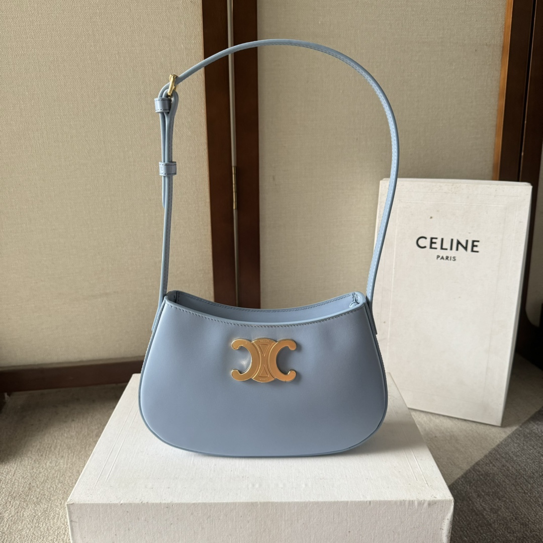 Celine MEDIUM TILLY BAG IN shiny calfskin – ICE BLUE | CELINE