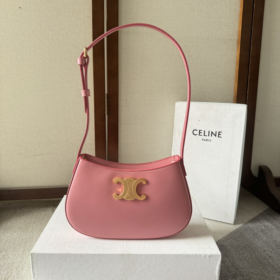 Celine Women Medium Tilly Bag in Shiny Calfskin-Pink