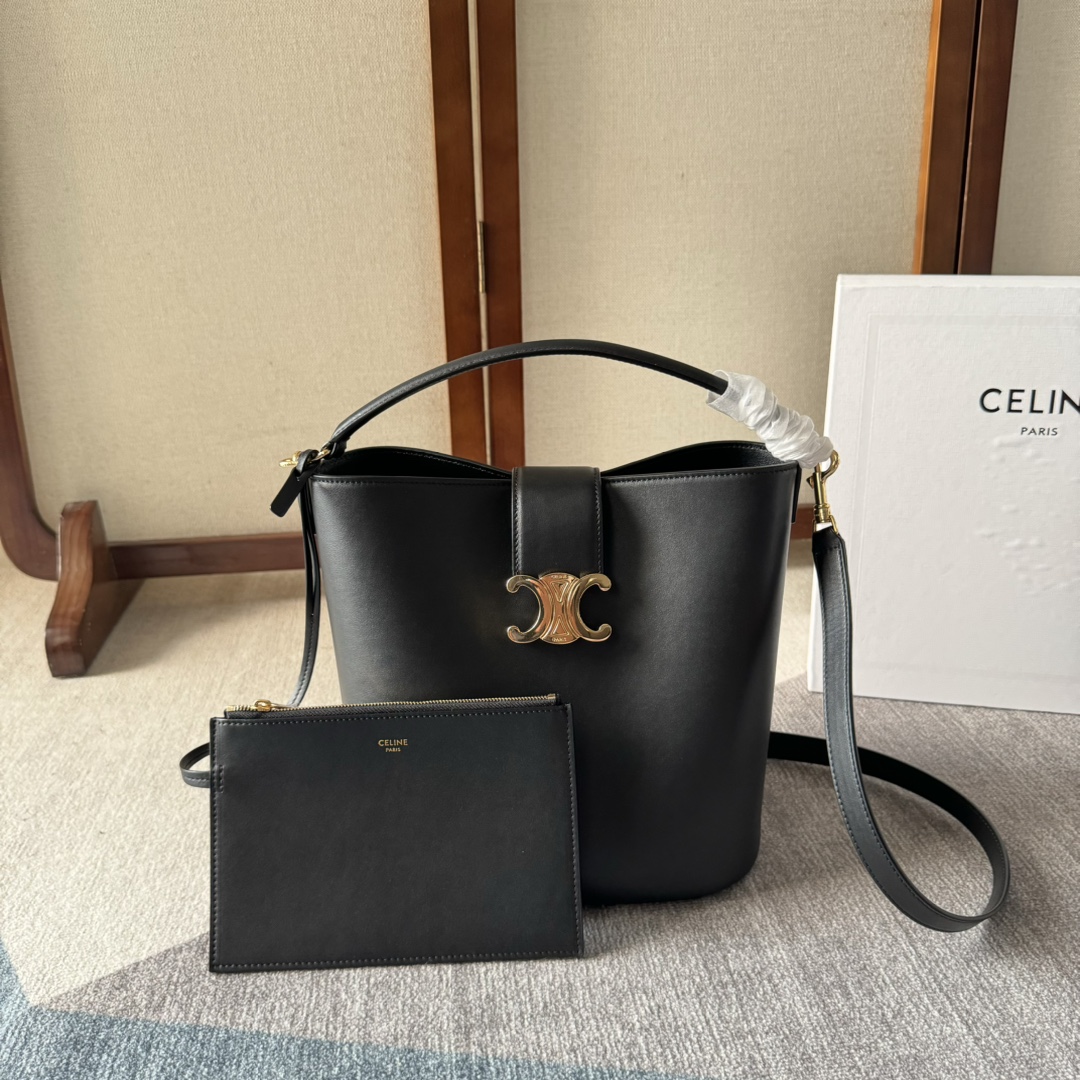 Céline Celine Medium Louise Shoulder Bag Black Leather