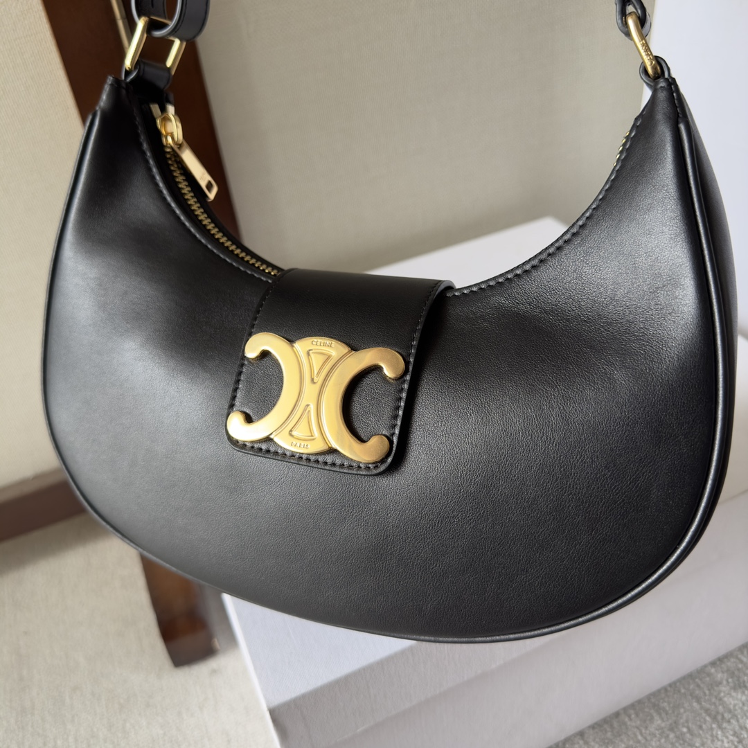 Celine Black Smooth Calfskin Medium Ava Triomphe Bag