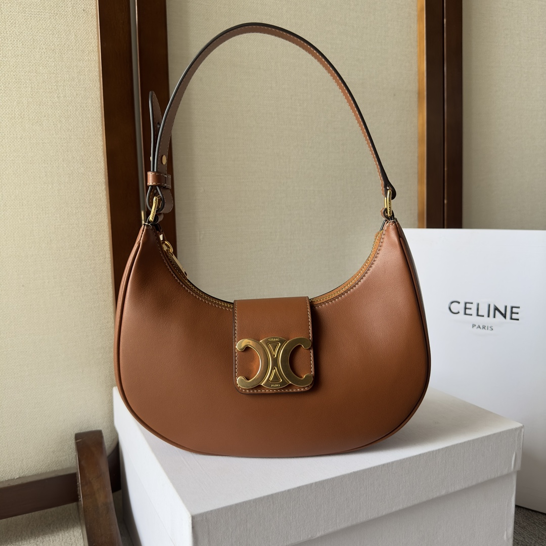 Celine Women Ava Triomphe Soft Bag in Smooth Calfskin-
