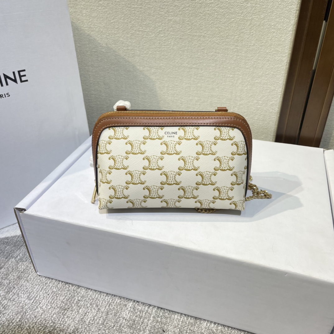 Celine Clutch With Chain Canvas ‘White Tan’ 10E382CBX-01TA