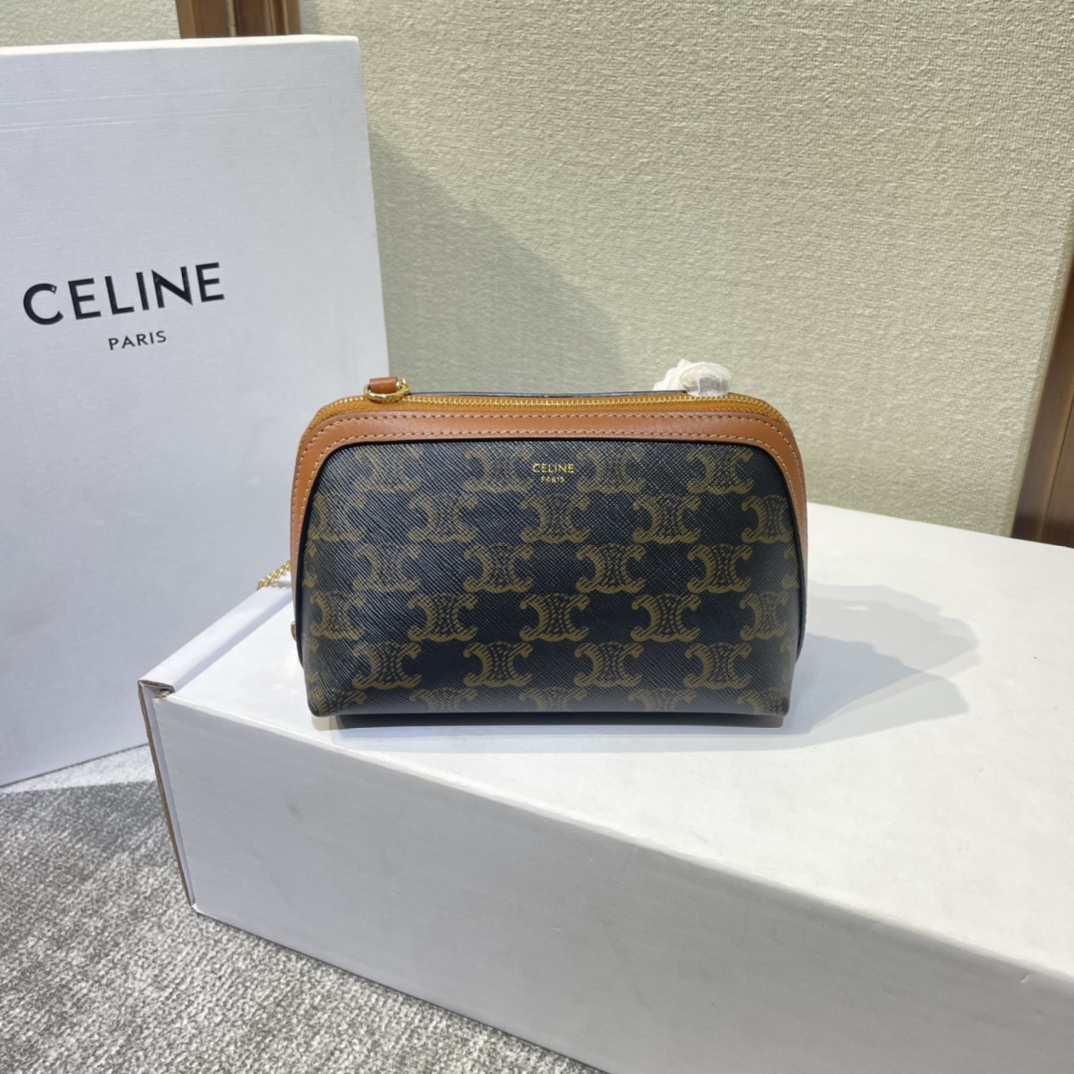 Celine SMALL COSMETIC POUCH IN TRIOMPHE CANVAS AND