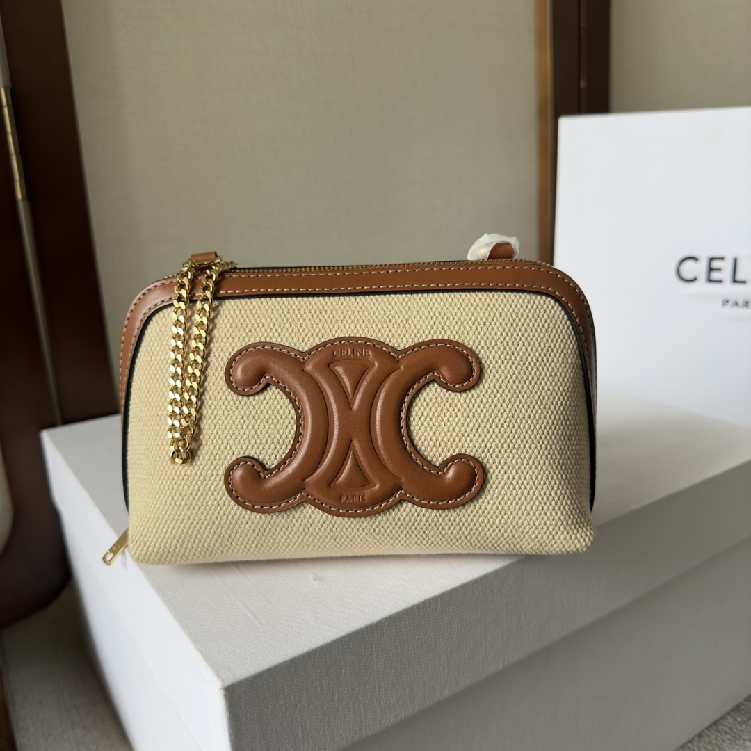 Celine Cuir Triomphe C/Catena Borse Clutch in Pink |