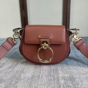 Chloe Red Brown Leather Small Tess Shoulder Bag Chloe