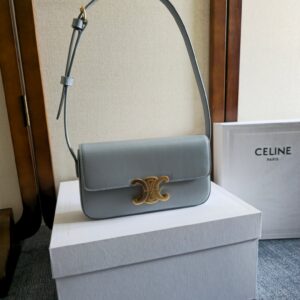 Celine Teen Triomphe Bag in shiny calfskin – PALE BLUE | CELINE