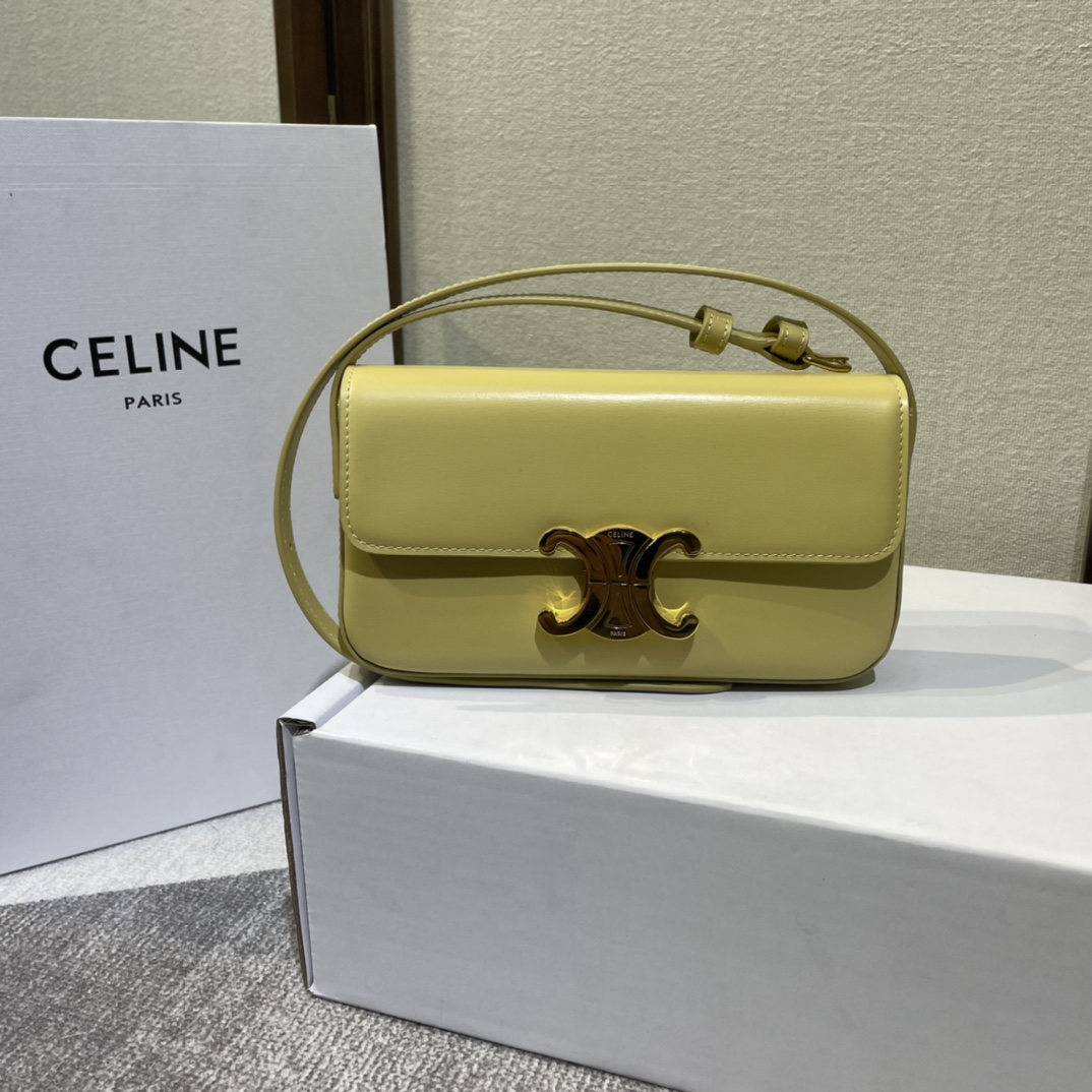 Celine Teen Triomphe Bag in shiny calfskin – ALMOND GREEN |