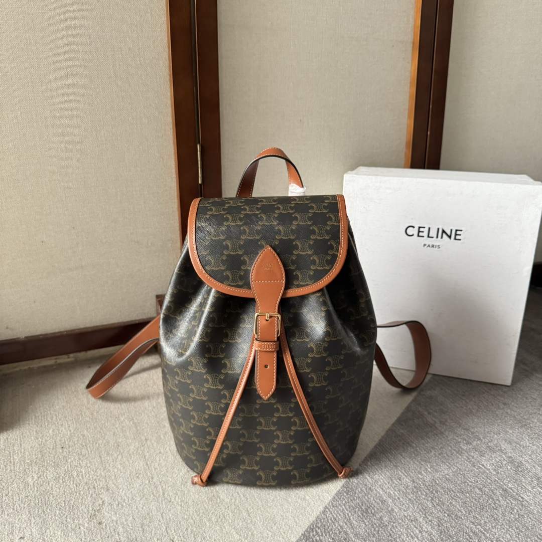 CELINE Triomphe Canvas Calfskin Mini Folco Backpack