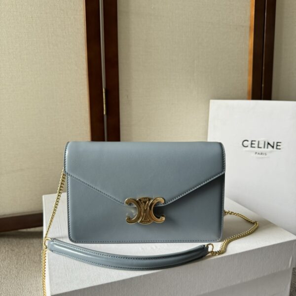 Celine Triomphe Margo Chain Wallet 2023 – Blue Crossbody