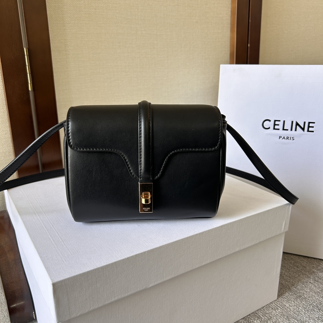 CELINE Smooth Calfskin Teen 16 Crossbody Bag Black 1569187