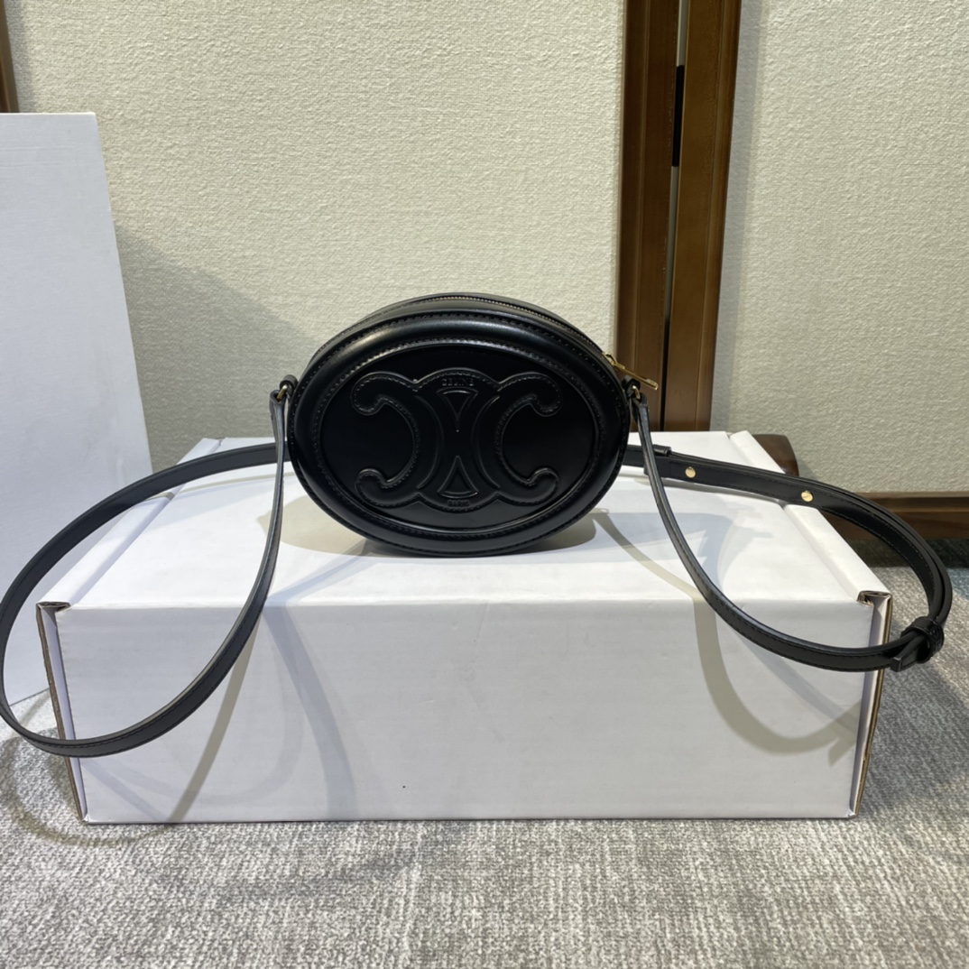 Celine Leather Cuir Triomphe Oval Mini – Black Crossbody Bags, Handbags – CEL331613 |
