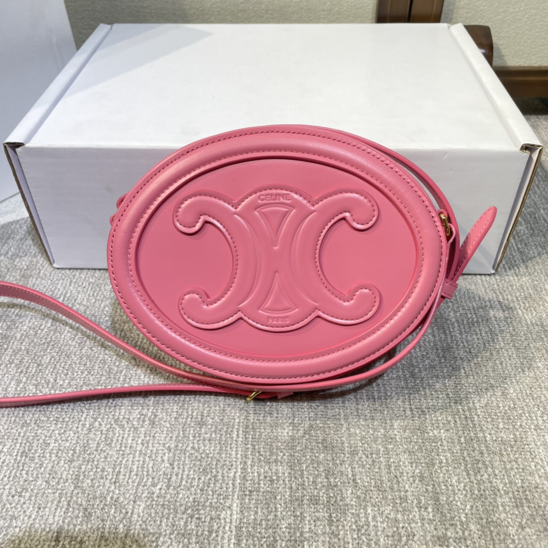Celine Leather Cuir Triomphe Oval 2022 – Pink Crossbody