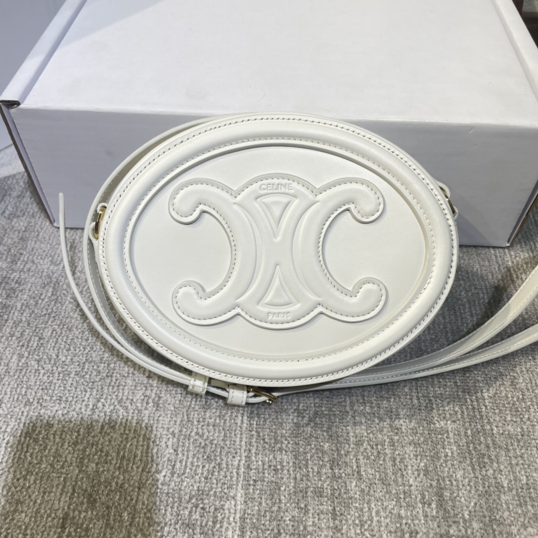 CELINE Smooth Calfskin Cuir Small Triomphe Oval Crossbody