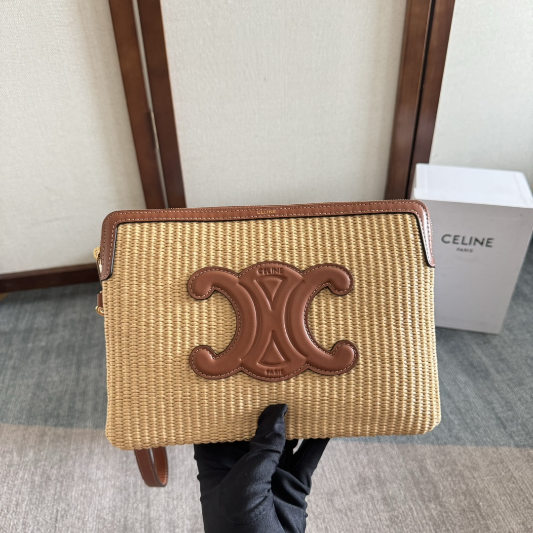 Celine Small Pouch With Strap Cuir Triomphe in Brown |